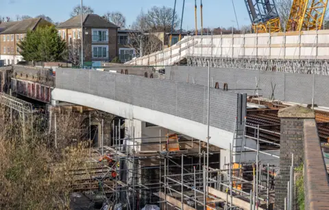 Network Rail Work being carried out on a Broxbourne bridge