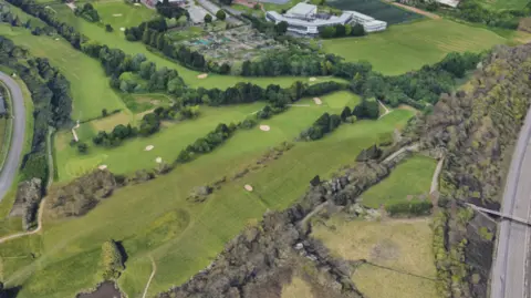 An overhead shot of the golf course