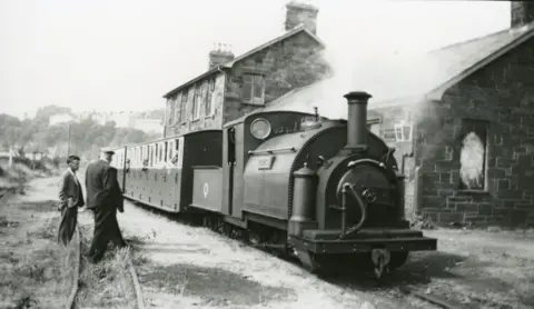 Ffestiniog Heritage Railway A vintage black and white photo of the Prince locomotive in steam