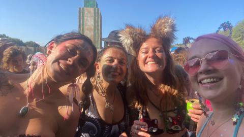 Chloe at festival with friends