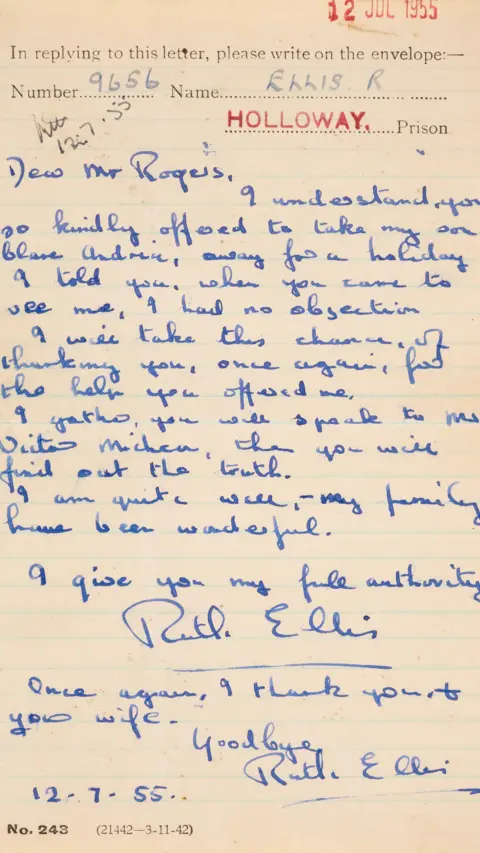 Forum Auctions A letter, on Holloway Prison marked paper, signed by Ellis.