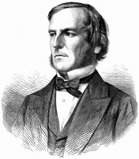 Getty Images Black and white drawing of Victorian mathematician George Boole. Mr Boole is wearing a dark-coloured jacket and waistcoat, a neck tie and shirt.