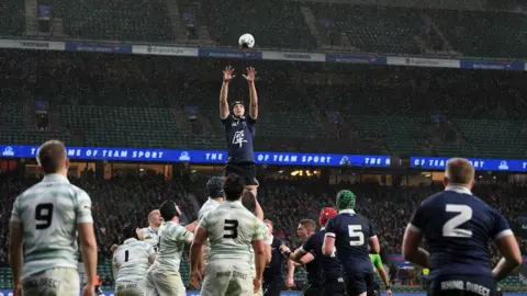 Getty Images A player winning the ball in the lineout during the Oxford University vs Cambridge University Men's Varsity match at Twickenham Stadium on December 12, 2019