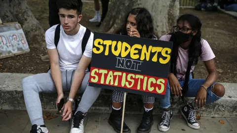 Getty Images Students protesting against A level marking, 14 August 2020