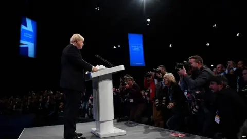 AFP Foreign Secretary Boris Johnson speaking at the Conservative conference