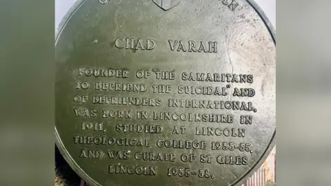 City of Lincoln Council Plaque commemorating Chad Varah