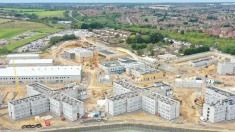 MOJ An aerial image of work progressing on the new prison