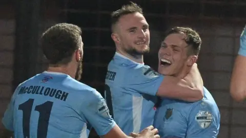 Leroy Millar celebrates scoring against Cliftonville