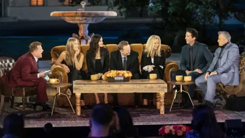 WarnerMedia James Corden with the cast of Friends