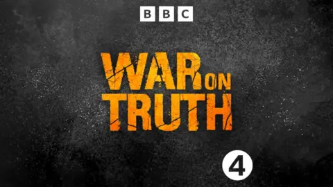 Empics Logo for War on Truth with words in orange on a black background