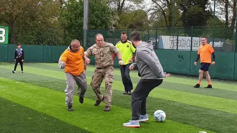 Project 16:15 Northampton's new homeless football team training at Goals