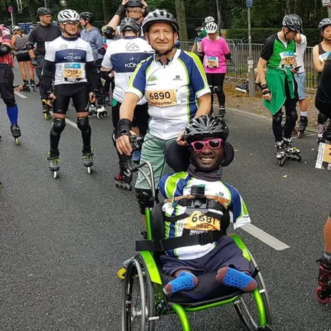 Wheels and Wheelchairs Group members in the park