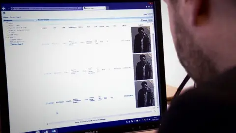 BBC Super-recogniser looking at a screen