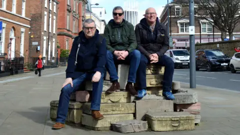 Liverpool Music Icons tour guides (left-right) Keith Mullin, Peter Hooton and Brian Nash