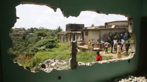 EPA The view from inside a house that is about to be demolished in Abidjan, Ivory Coast - Tuesday 7 June 2022