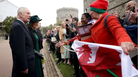 Getty Images King Charles greets well-wishers