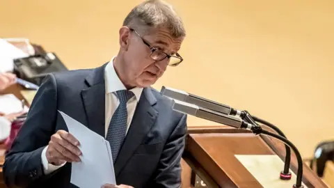 EPA Czech Prime Minister Andrej Babis delivers a speech during a session of the Czech Parliament in Prague, Czech Republic, 31 May 2019