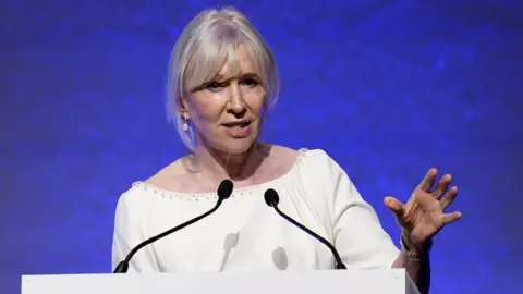 PA Media Nadine Dorries gives a speech during the Conservative Democratic Organisation conference at Bournemouth International Centre.