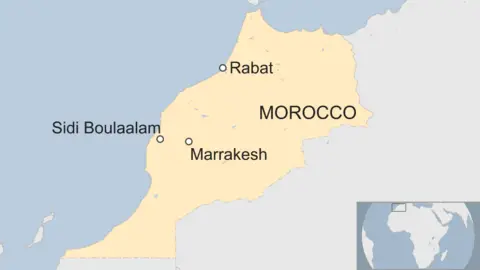 Map of Morocco showing location of Sidi Boulaalam