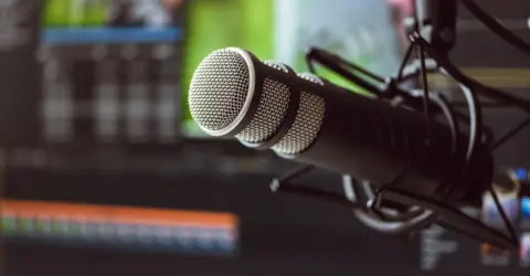 Getty Images Radio microphone in a studio