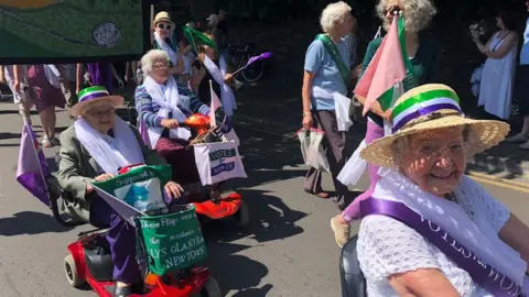 Women of all ages joined in with the singing and chanting as thousands took to the streets of Cardiff in the giant celebration