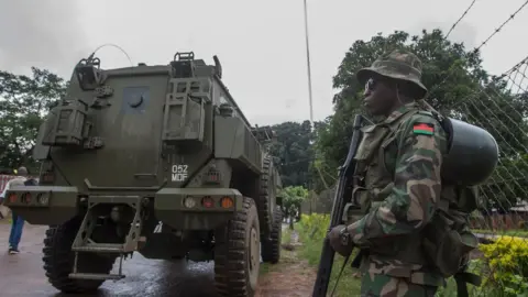 AFP A soldier stands guard at the Lilongwe High Court in Malawi