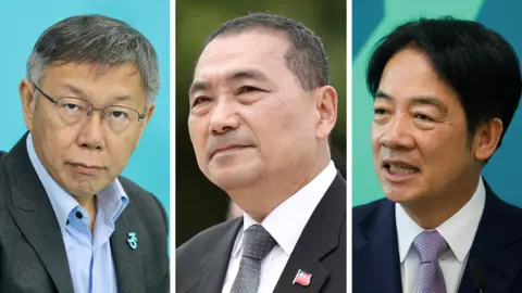 EPA (L-R) Ko Wen-je, Hou Yu-ih and William Lai