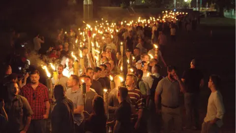 Reuters White nationalists at the University of Virginia ahead of a Unite the Right rally