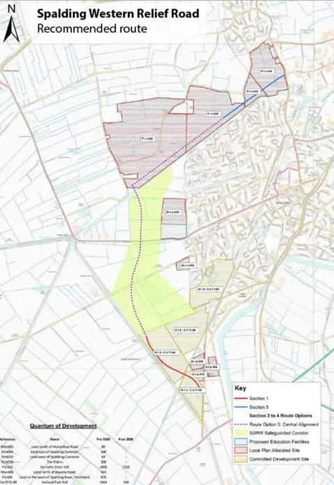 Lincolnshire County Council Map of Spalding Western Relief Road (SWRR)