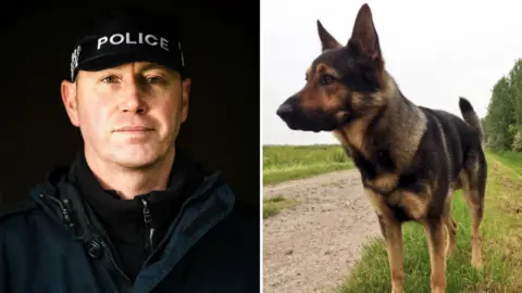 Humberside Police PC Ian Sweeney and police dog Logan