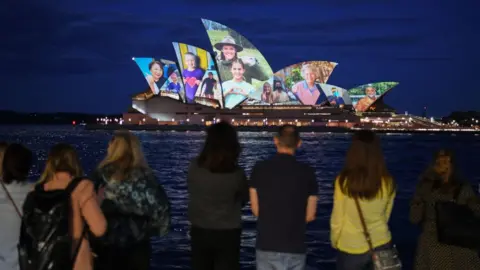 Getty Images Sydney Harbour Bridge lit up with diverse Australian faces