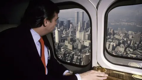 Getty Images Donald Trump, real estate magnate, businessman and billionaire, uses his personal helicopter to get around in August 1987 in New York City.