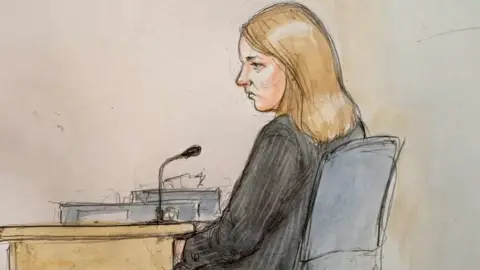 Helen Tipper/BBC Court sketch of Lucy Letby