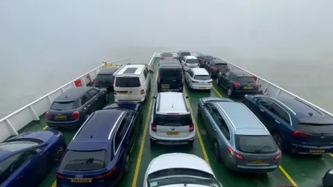 BBC Vehicle ferry in fog