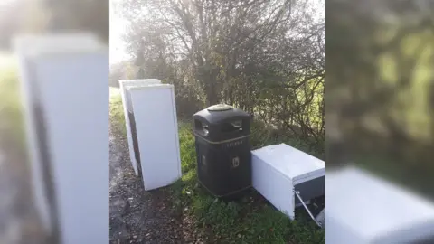 SLDC Fridges dumped beside the A5074 Lyth Valley Road