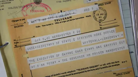 BBC Telegram confirming the death sentence has been carried out on Gwynne Evans