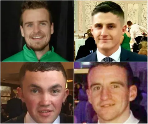 BBC and Northwest Newspix Clockwise from top left: Mícheál Roarty, Daniel Scott, John Harley and Shaun Harkin