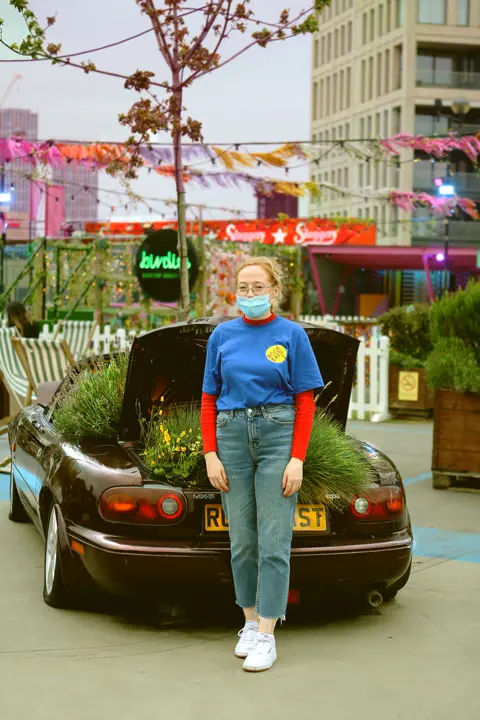 Faith Aylward/BBC Stephanie, staff member at Roof East, Stratford, London. 4 July 2020