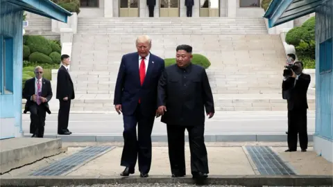 Getty Images Donald Trump visits Kim Jong Un in North Korea in 2019