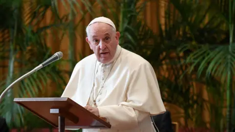 Reuters Pope Francis speaks during the meeting "Faith and Science: Towards COP26" at the Vatican October 4, 2021.