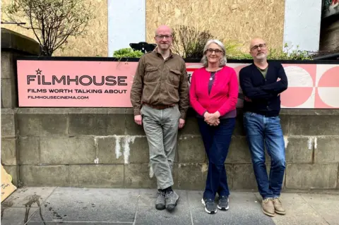BBC Members of Filmhouse Edinburgh Team: Rod White, Ginnie Atkinson and James Rice