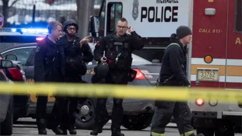 Reuters Police and emergency officials work at an active shooter scene at the Molson Coors headquarters