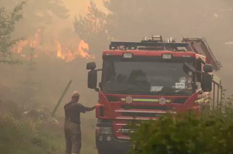 Peter Jolly Six fire appliances were at the scene on Saturday evening