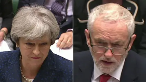 BBC Theresa May and Jeremy Corbyn