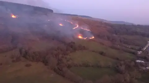 @Alun55/Infinity Aerial Media The mountain fire at Cwmbach