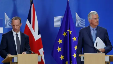 Reuters Dominic Raab and Michel Barnier