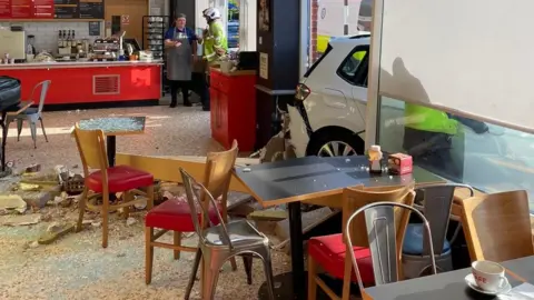 Sutton Coldfield Fire Car in supermarket cafe