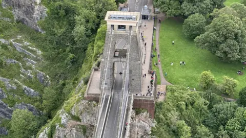 BBC An aerial shot of Clifton Suspension Bridge