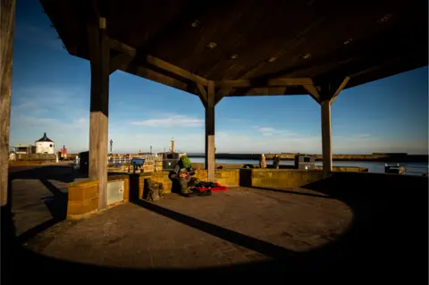 Stewart at the Whitby bandstand