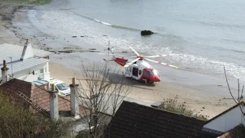 Norman Soutar A rescue helicopter on Kinghorn Beach